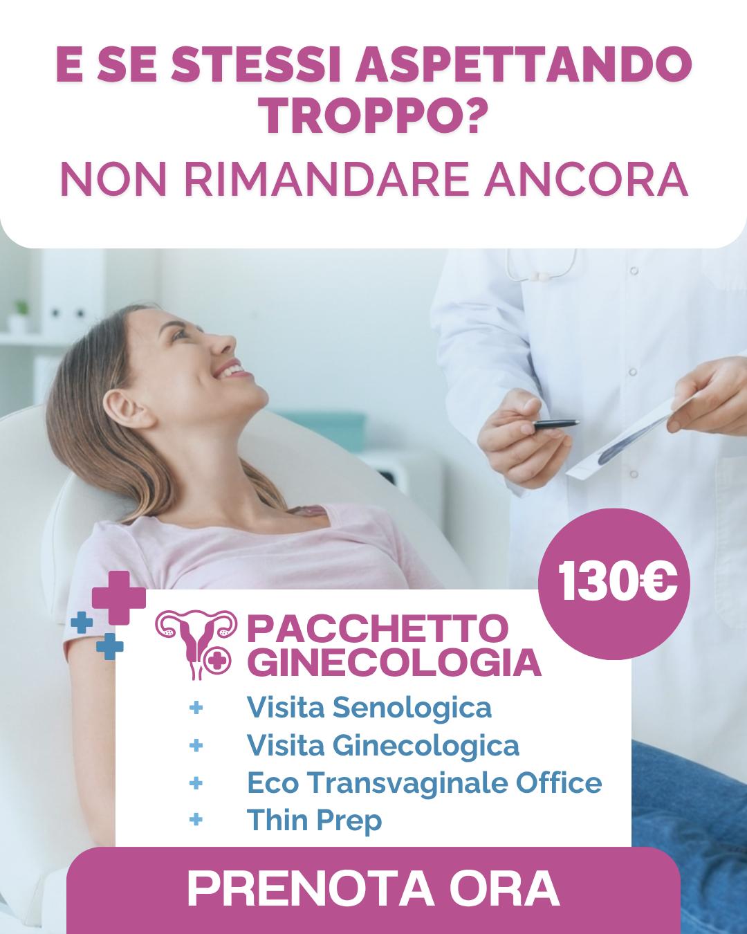 Pacchetto Ginecologia 130€ — Visita Senologica, Visita Ginecologica, Eco Transvaginale, ThinPrep